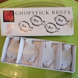 Joyce Chen Chopstick Rests ~ Porcelain ~ Fish ~ Knife Spoon Rest ~ Made In Japan